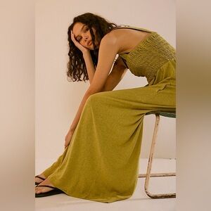 Free People Homecoming Jumper Linen Blend in "Lentil Sprout" Green Size Small